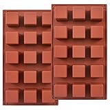 ionEgg 15 Mulden, 3,6 cm, quadratische Silikonform, Würfelform für die Herstellung von Schokolade, Süßigkeiten, Kuchen, Eiswürfeln, Trüffel-Pralinen, 2 Stück
