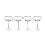 BUTLERS Champagner Gläser, Set 4x Champagnerschalen mit Goldrand und Rillen 400ml aus mundgeblasenes Glas -GOLDEN TWENTIES- ideal als Sektschalen, Cocktailgläser, Martinigläser
