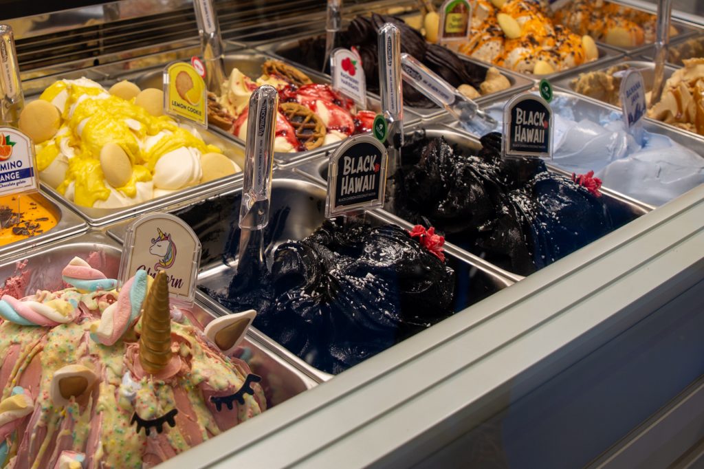 Black ice cream is very trendy - we were not convinced by its taste