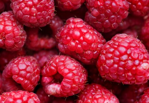 Fresh raspberries can be recognized by their intense red colour.