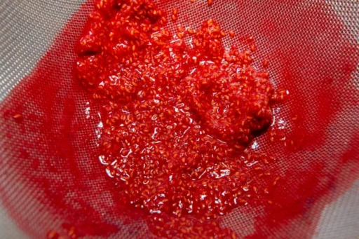Raspberry seeds are best removed from the mixture with a sieve