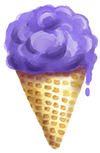 Blueberry ice cream in the waffle