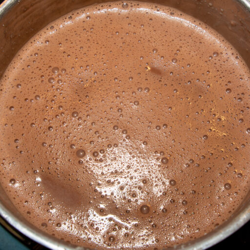 The finished ice cream mixture for the chocolate ice cream without sugar.