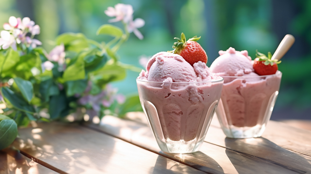 Erdbeer-Eis mit weißer Schokolade für ein noch himmlischeres Geschmackserlebnis.