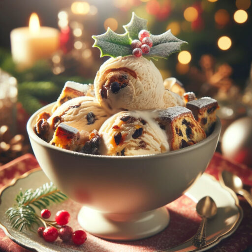 Creamy stollen ice cream is perfect for the Christmas season.