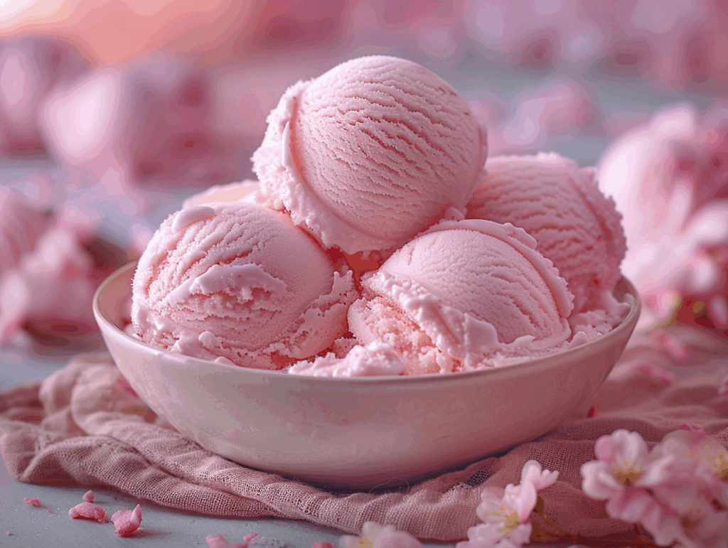 Leckeres Zuckerwatte-Eis in einem schönen pinken Farbton.