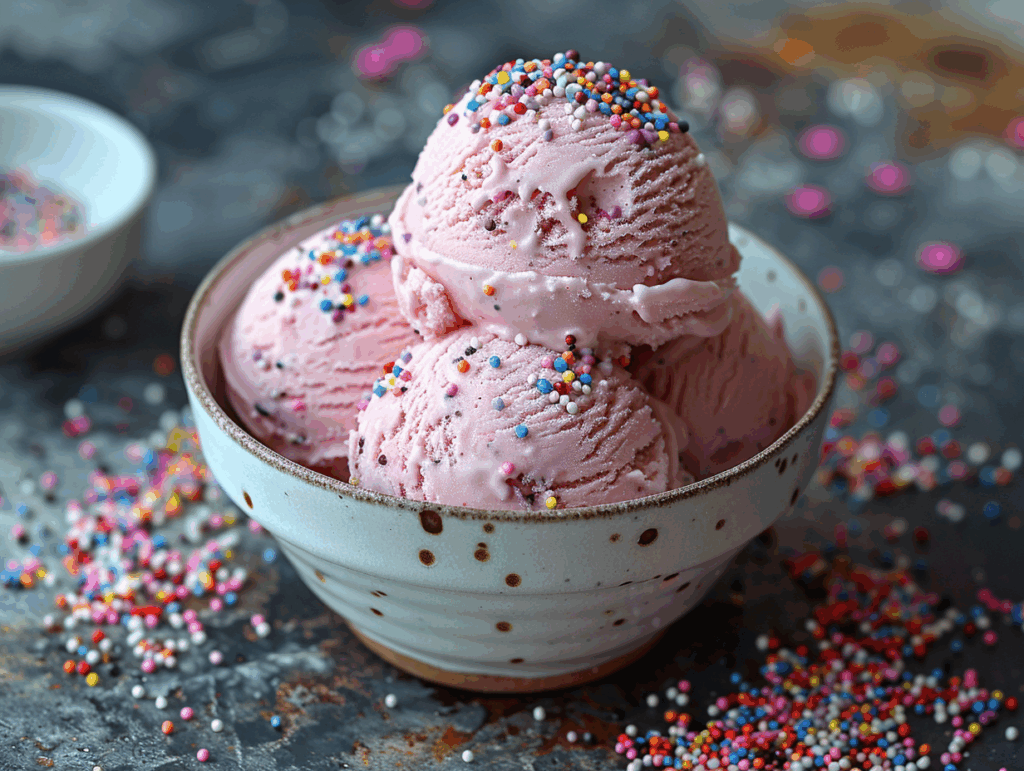 Leckeres Zuckerwatte-Eis in einem schönen rosa Farbton.