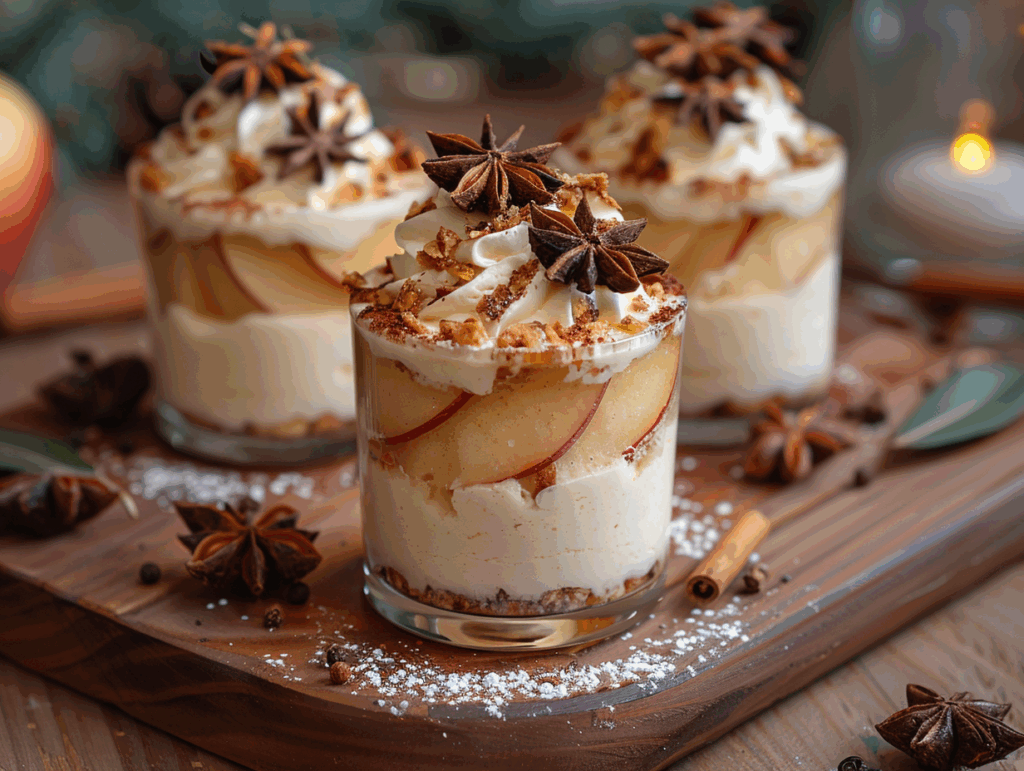 Bratapfel-Vanille-Parfait mit gebackenen Äpfeln und Krokant.